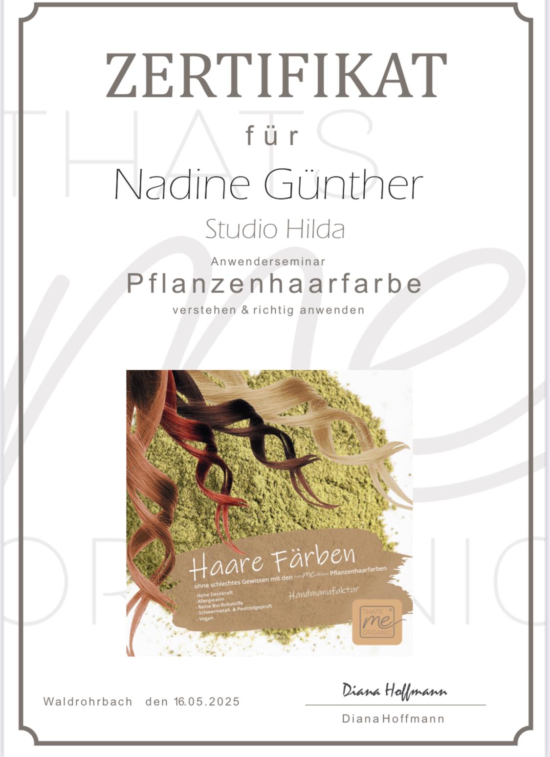 Zertifikat Nadine Günther